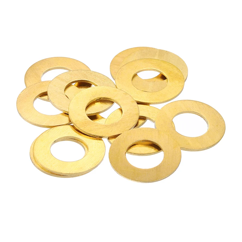 Flat Washers, (M12x24x1.5mm, Golden) (16 Pcs), Brass Sealing Gasket Rings