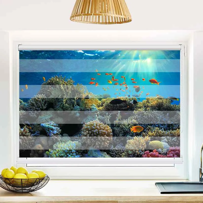 Klemmfix Doppelrollo "Fische im Ozean" | Klemm Doppelrollo