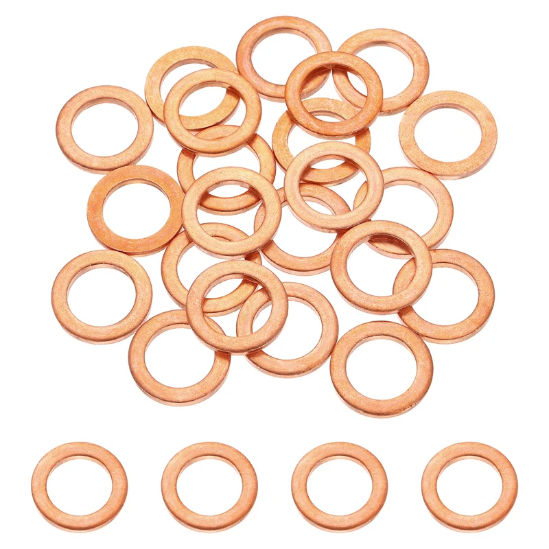 32 Pcs M12 Flat Washer, 12mm ID 18mm OD 2mm Thickness Copper Sealing Ring