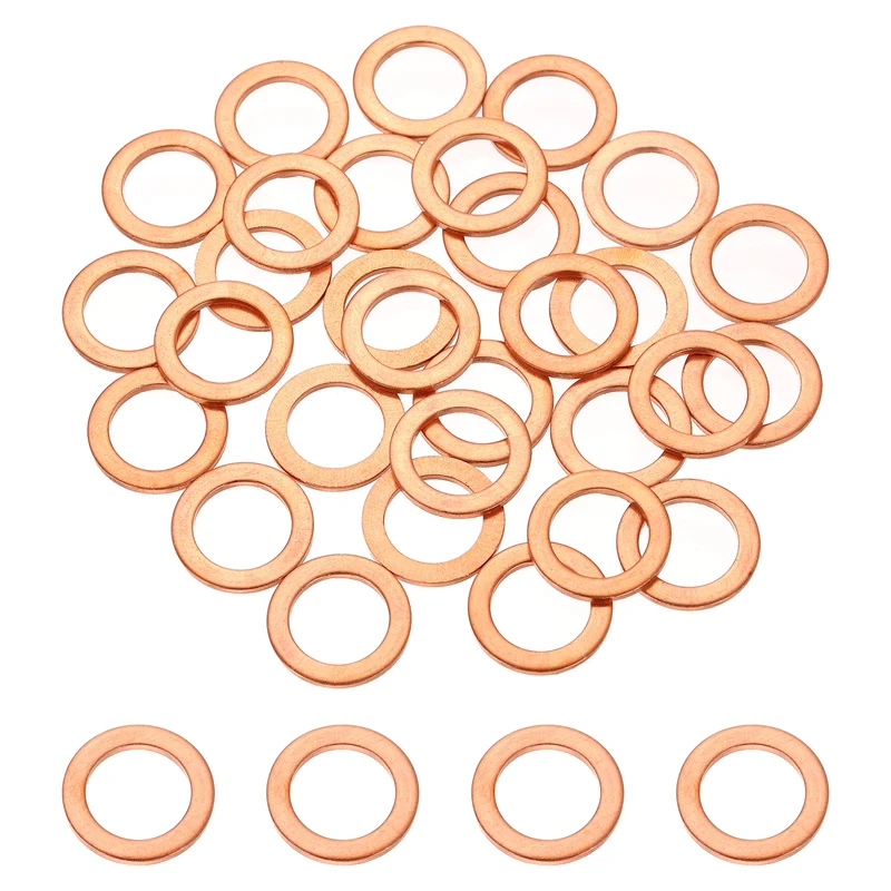 32 Pcs M12 Flat Washer, 12mm ID 18mm OD 1.5mm Thickness Copper Sealing Ring