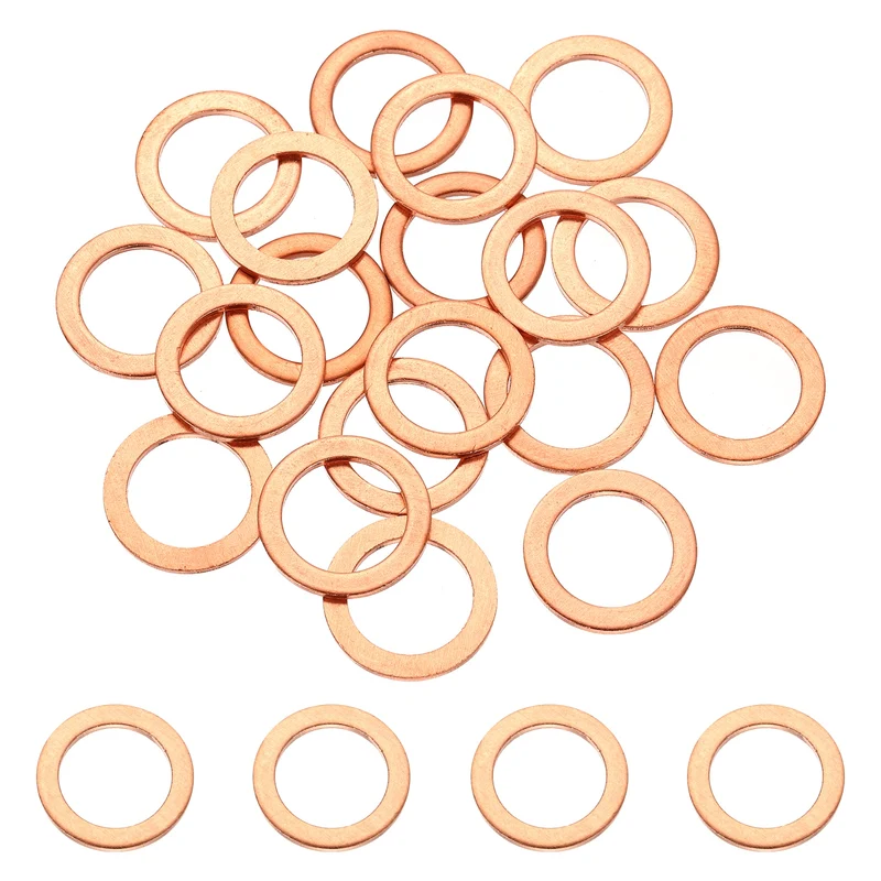 32 Pcs M14 Flat Washer, 14mm ID 20mm OD 1.5mm Thickness Copper Sealing Ring