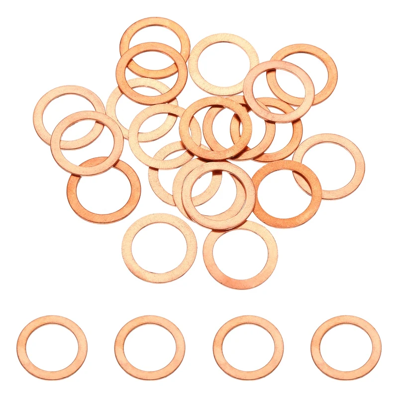 32 Pcs M16 Flat Washer, 16mm ID 22mm OD 1mm Thickness Copper Sealing Ring