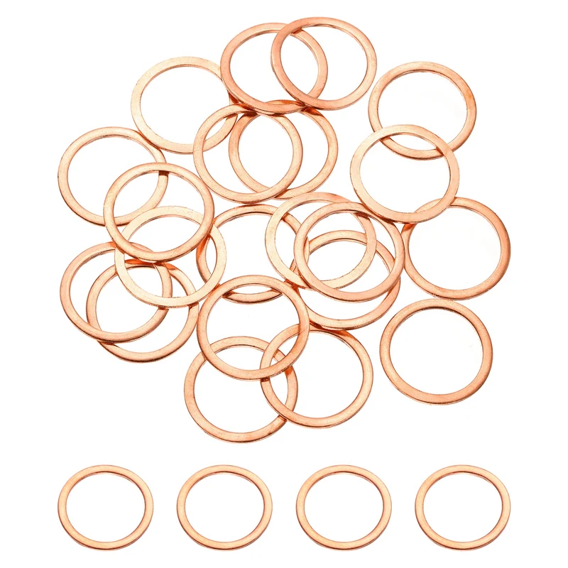 32 Pcs M16 Flat Washer, 16mm ID 20mm OD 1mm Thickness Copper Sealing Ring