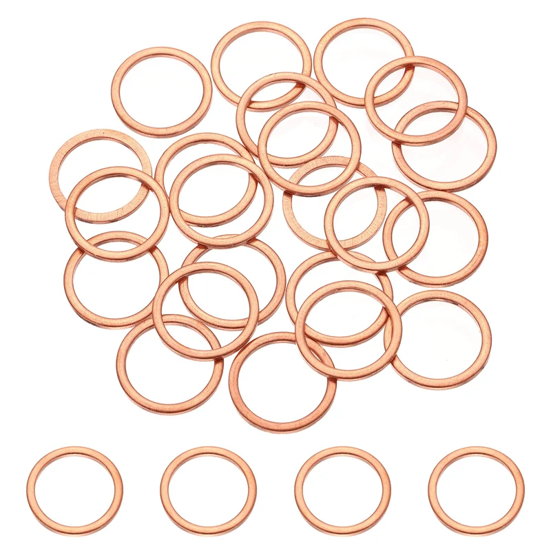 32 Pcs M16 Flat Washer, 16mm ID 20mm OD 1.5mm Thickness Copper Sealing Ring