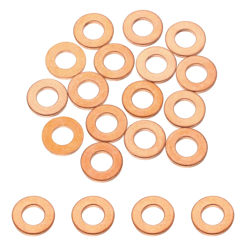16 Pcs M6 Flat Washer, 6mm ID 12mm OD 1.5mm Thickness Copper Sealing Ring