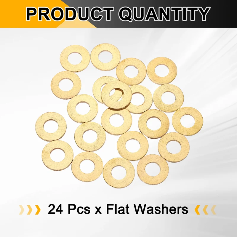 M8x18x1.5mm Flat Washer, 24PCS Brass Automotive Drain Plug Gasket, Golden