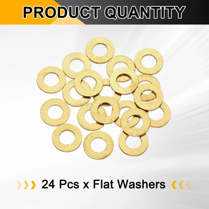 M8x16x1.5mm Flat Washer, 24PCS Brass Automotive Drain Plug Gasket, Golden