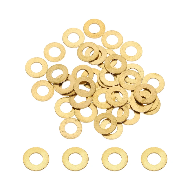 M8x16x0.8mm Flat Washer, 56PCS Brass Automotive Drain Plug Gasket, Golden