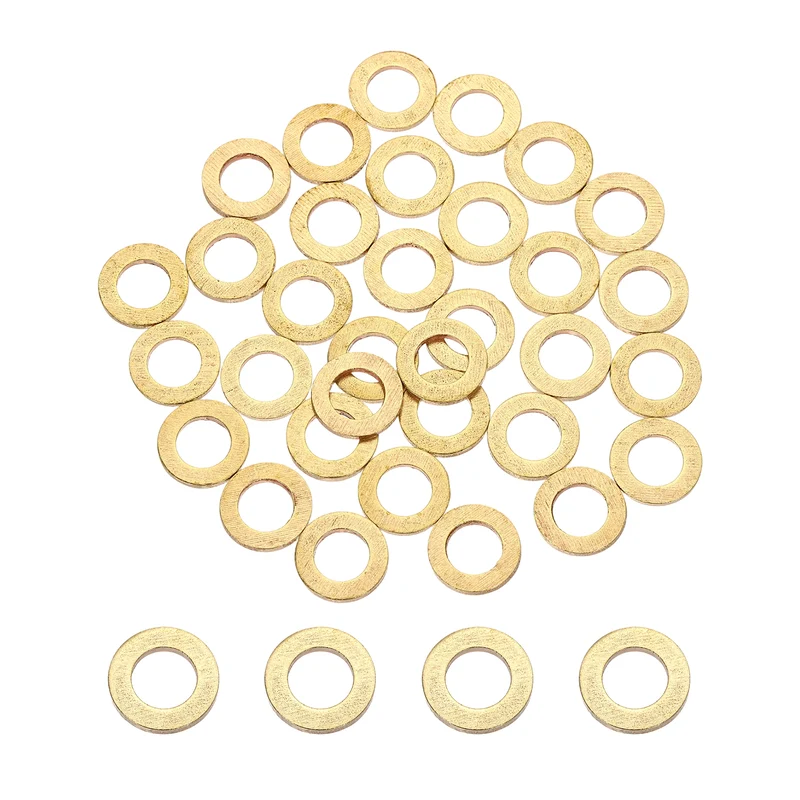 M8x14x1.5mm Flat Washer, 36PCS Brass Automotive Drain Plug Gasket, Golden