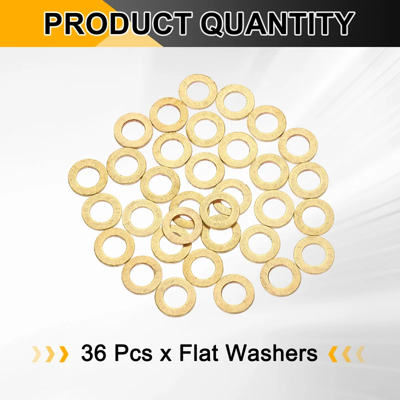 M8x14x1.5mm Flat Washer, 36PCS Brass Automotive Drain Plug Gasket, Golden