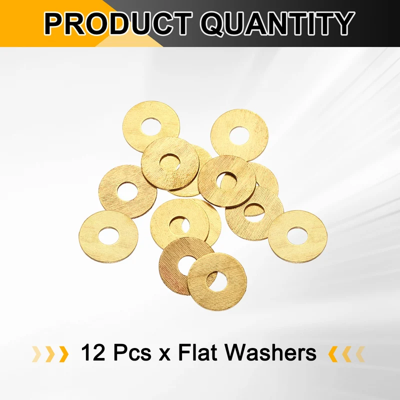 M6x18x1.5mm Flat Washer, 12PCS Brass Automotive Drain Plug Gasket, Golden