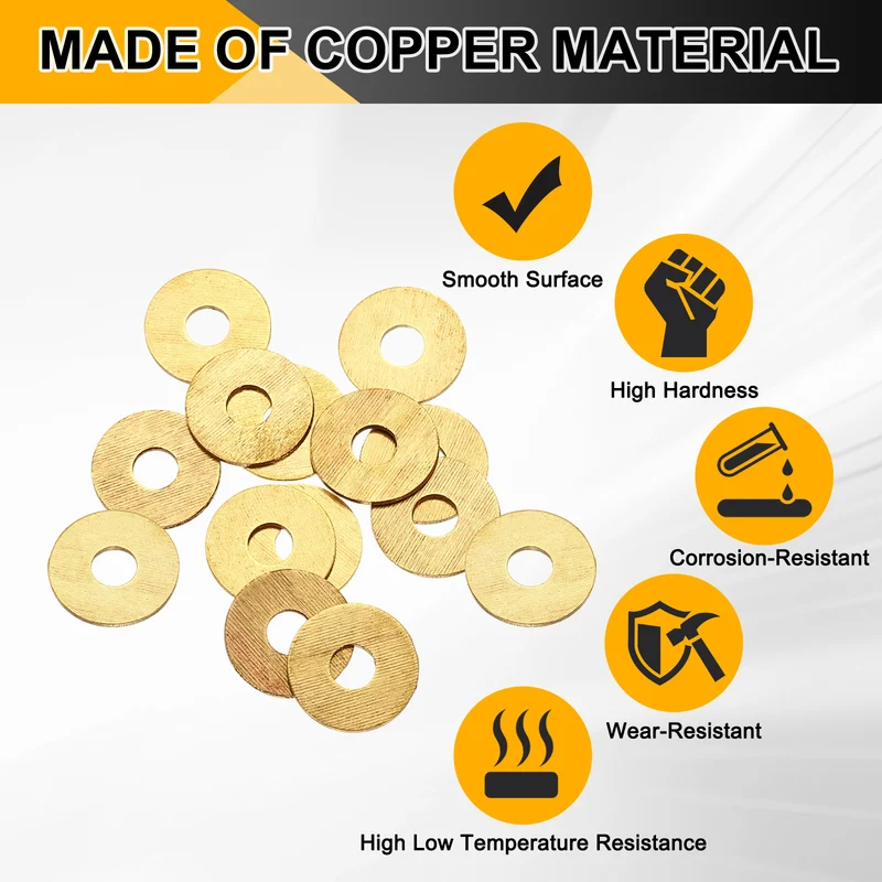 M6x18x1.5mm Flat Washer, 12PCS Brass Automotive Drain Plug Gasket, Golden