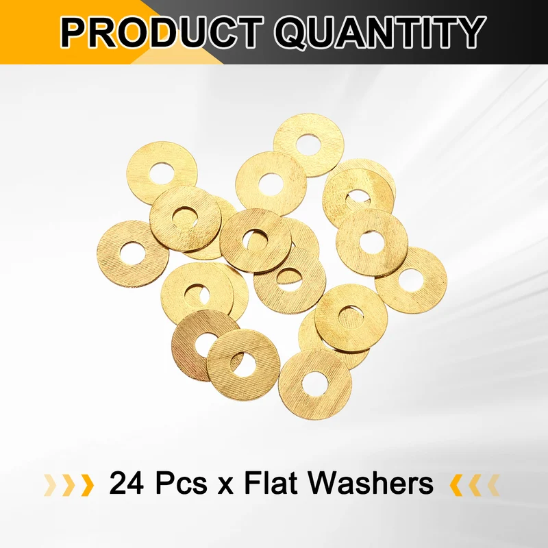 M6x18x1mm Flat Washer, 24PCS Brass Automotive Drain Plug Gasket, Golden