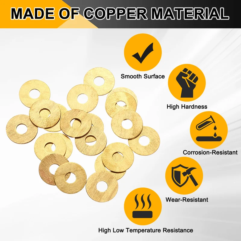 M6x18x1mm Flat Washer, 24PCS Brass Automotive Drain Plug Gasket, Golden