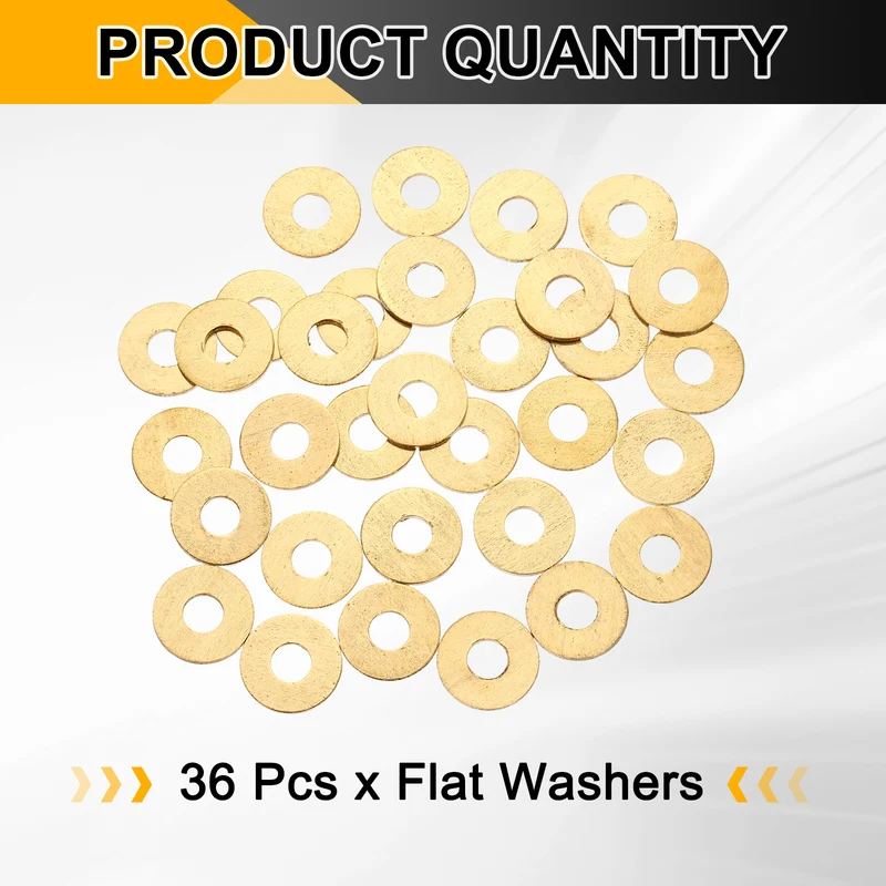M6x16x1mm Flat Washer, 36PCS Brass Automotive Drain Plug Gasket, Golden