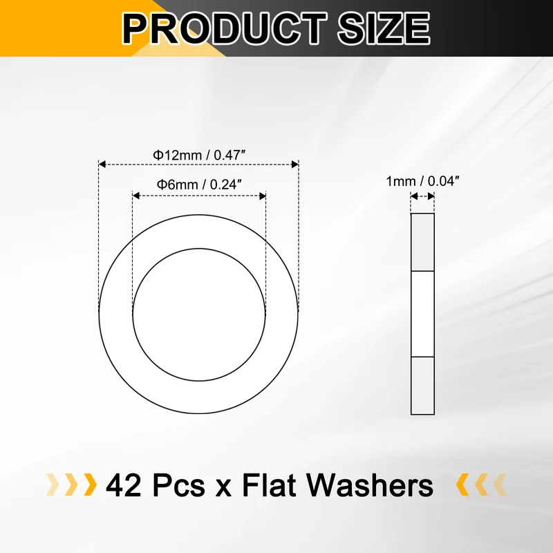 42pcs Copper Flat Washers M6x12x1mm Sealing Ring Plug Gaskets