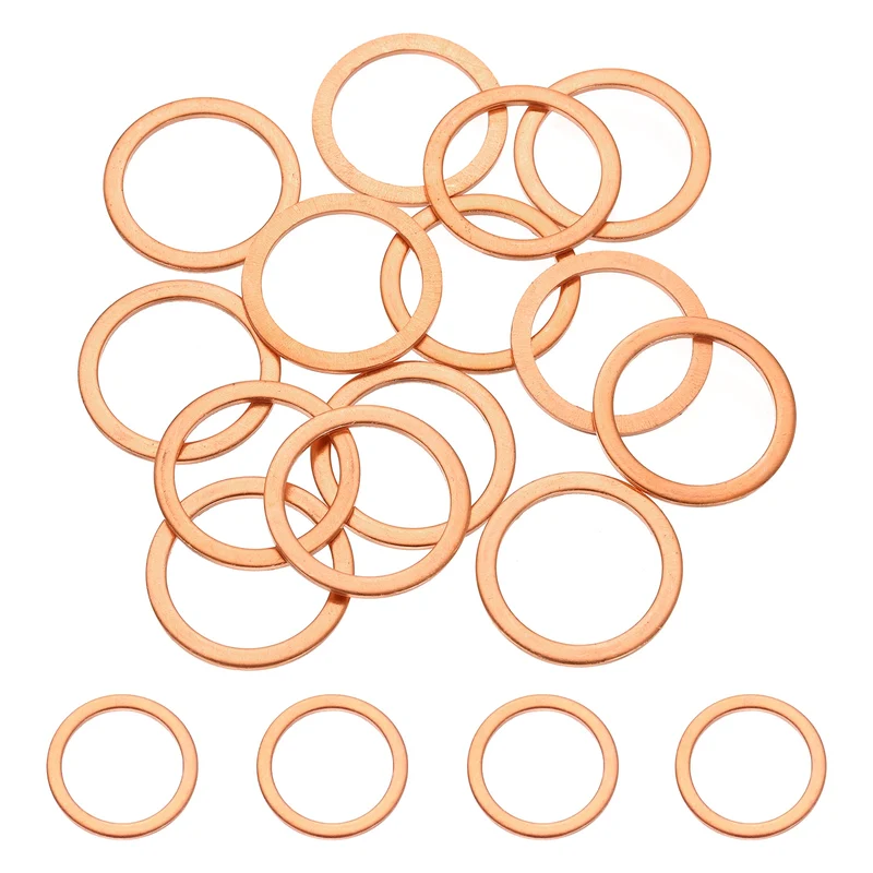 16 Pcs M22 Flat Washer, 22mm ID 28mm OD 1.5mm Thickness Copper Sealing Ring