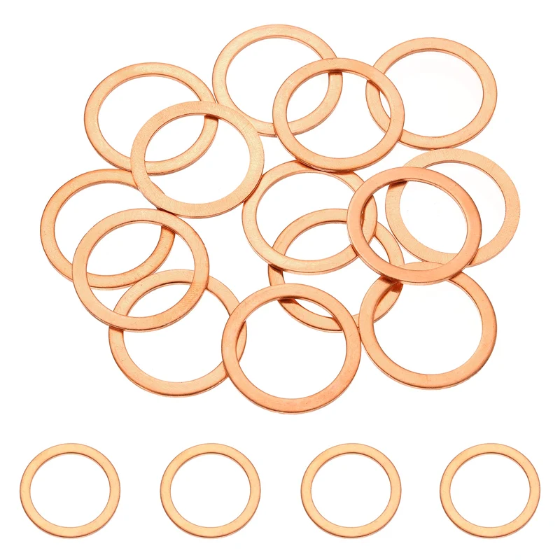 16 Pcs M27 Flat Washer, 27mm ID 35mm OD 1.5mm Thickness Copper Sealing Ring