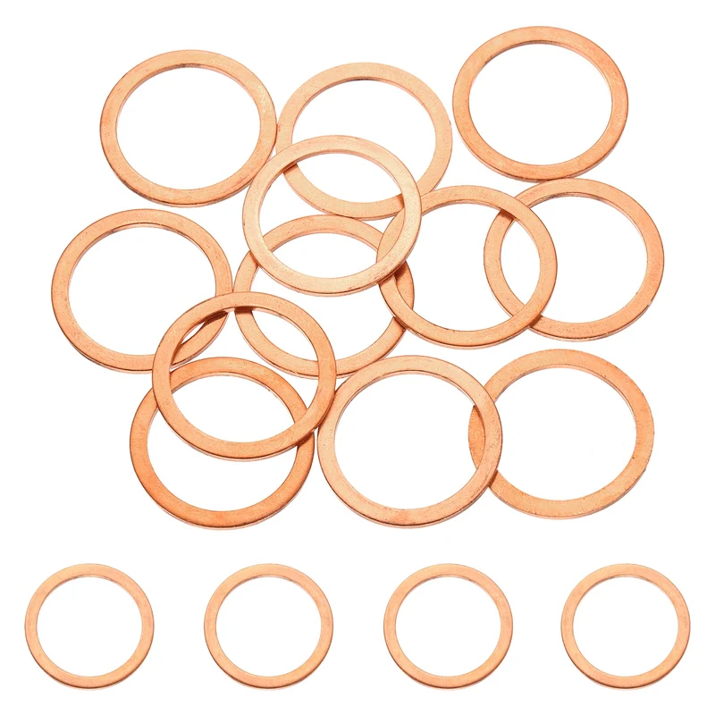 16 Pcs M24 Flat Washer, 24mm ID 30mm OD 2mm Thickness Copper Sealing Ring