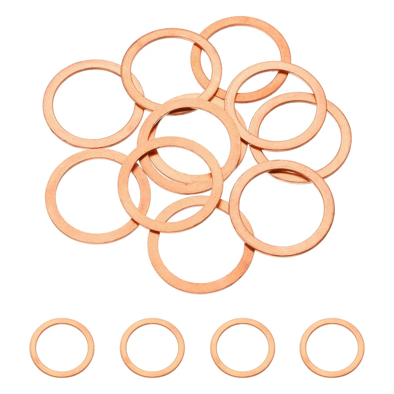 16 Pcs M30 Flat Washer, 30mm ID 38mm OD 1.5mm Thickness Copper Sealing Ring