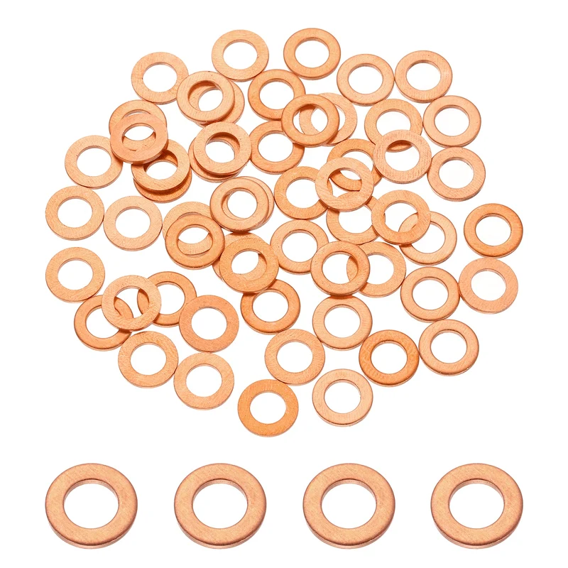 56 Pcs M5 Flat Washer, 5mm ID 9mm OD 1mm Thickness Copper Sealing Ring