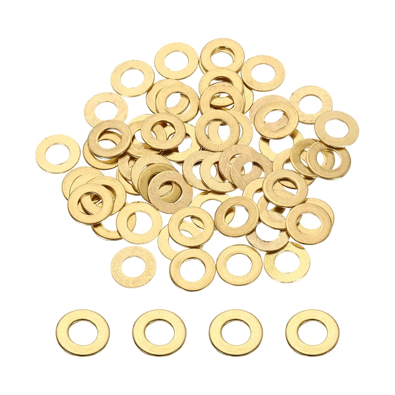 M6x12x0.5mm Flat Washer, 110PCS Brass Automotive Drain Plug Gasket, Golden