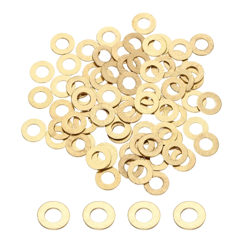 M5x10x0.8mm Flat Washer, 110PCS Brass Automotive Drain Plug Gasket, Golden