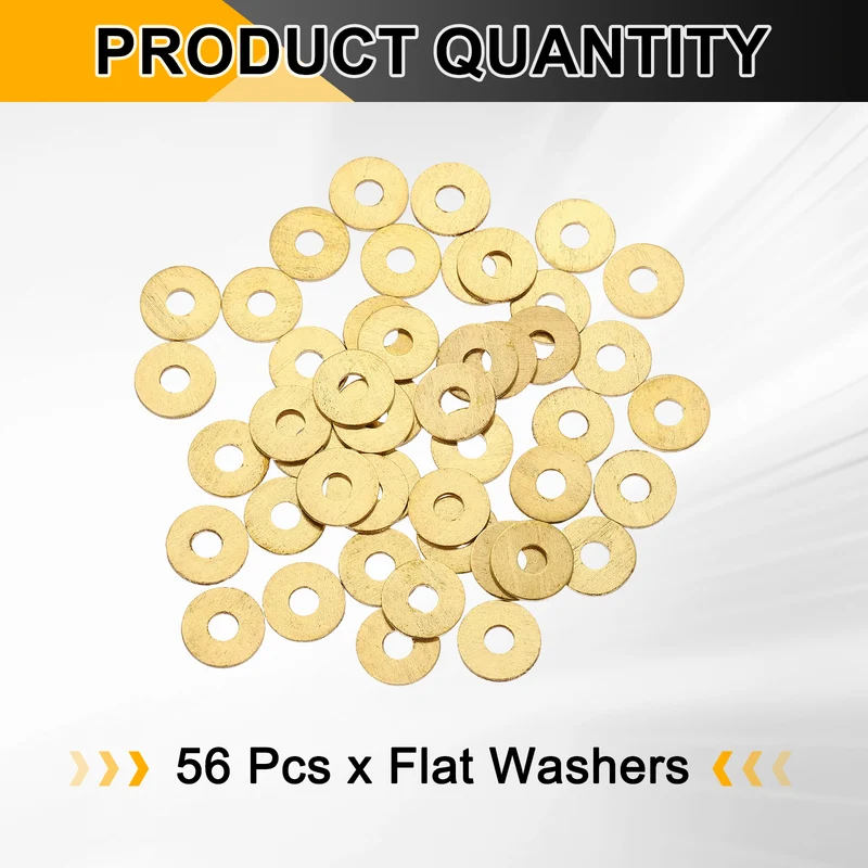 M4x12x1mm Flat Washer, 56PCS Brass Automotive Drain Plug Gasket, Golden