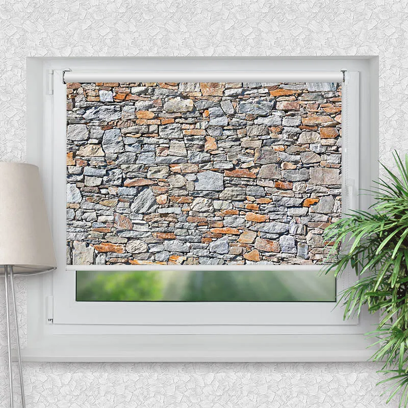 Klemmfix Rollo "Natursteinmauer" | Motiv-Klemmrollo