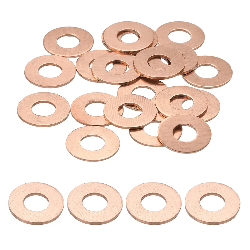42pcs Copper Flat Washers M5x9x1mm Sealing Ring Plug Gaskets
