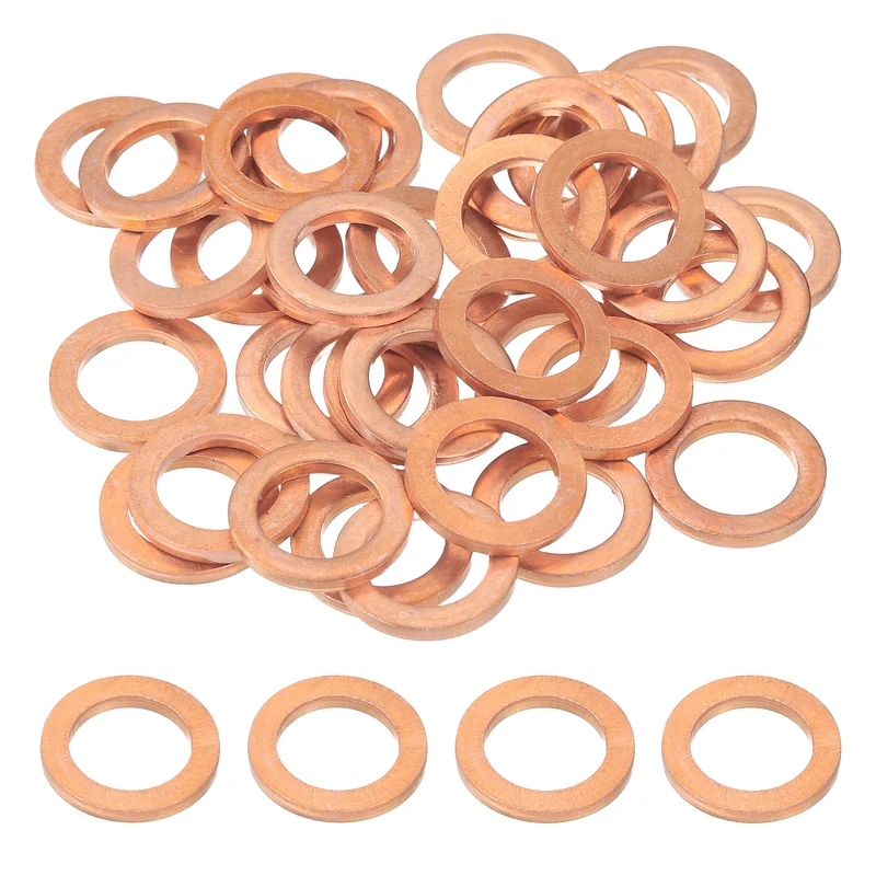 42pcs Copper Flat Washers M12x18x2mm Sealing Ring Plug Gaskets