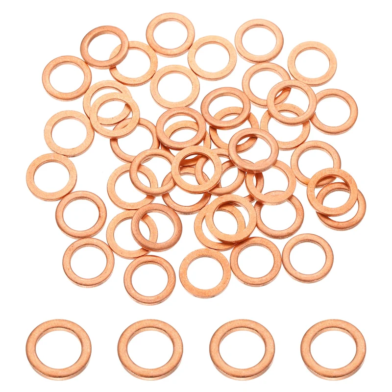 56 Pcs M8 Flat Washer, 8mm ID 12mm OD 1.5mm Thickness Copper Sealing Ring
