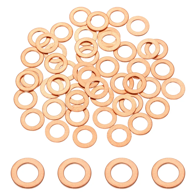 56 Pcs M8 Flat Washer, 8mm ID 13mm OD 1mm Thickness Copper Sealing Ring