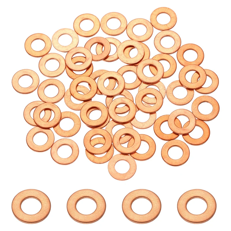 56 Pcs M6 Flat Washer, 6mm ID 12mm OD 1mm Thickness Copper Sealing Ring