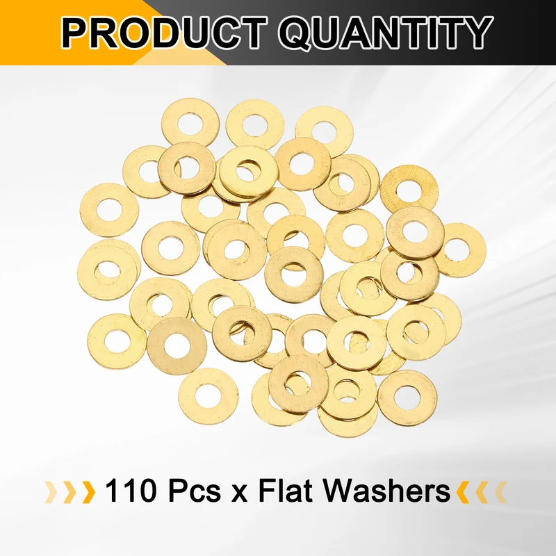 M3x8x0.8mm Flat Washer, 110PCS Brass Automotive Drain Plug Gasket, Golden