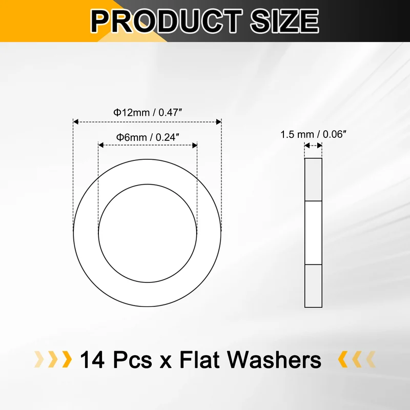 14pcs Copper Flat Washers M6x12x1.5mm Sealing Ring Plug Gaskets