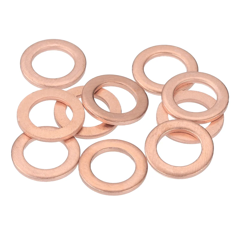 14pcs Copper Flat Washers M10x16x1.5mm Sealing Ring Plug Gaskets