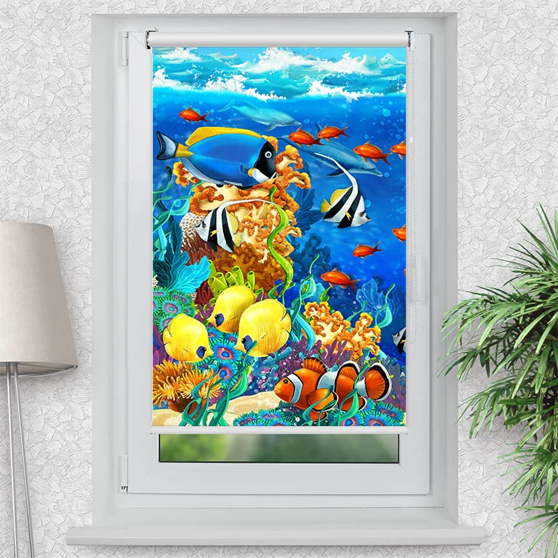 Klemmfix Rollo "Fische Comic" | Motiv-Klemmrollo