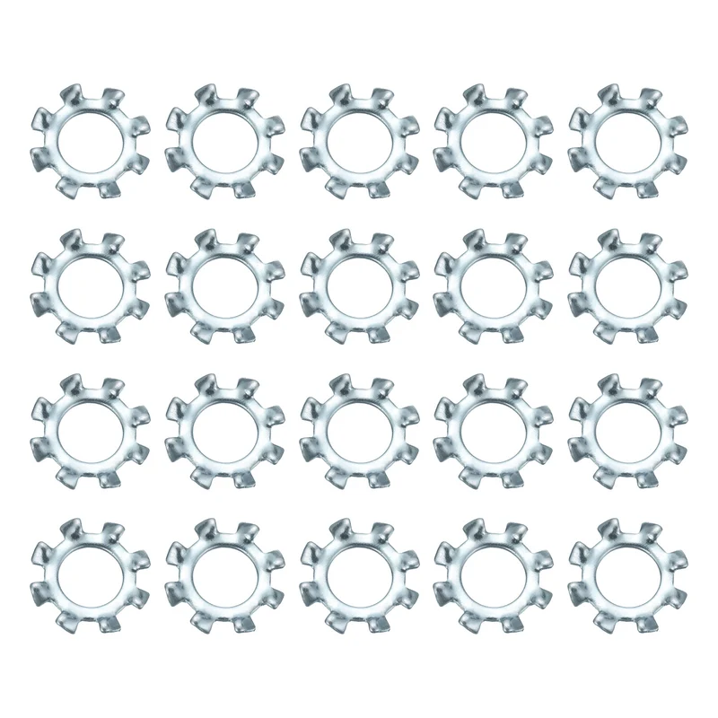 50Pcs 1/4" Zinc-Plated Carbon Steel External Tooth Lock Washer