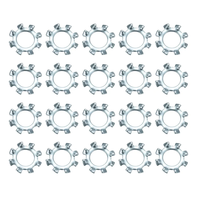 50Pcs 12# Zinc-Plated Carbon Steel External Tooth Lock Washer