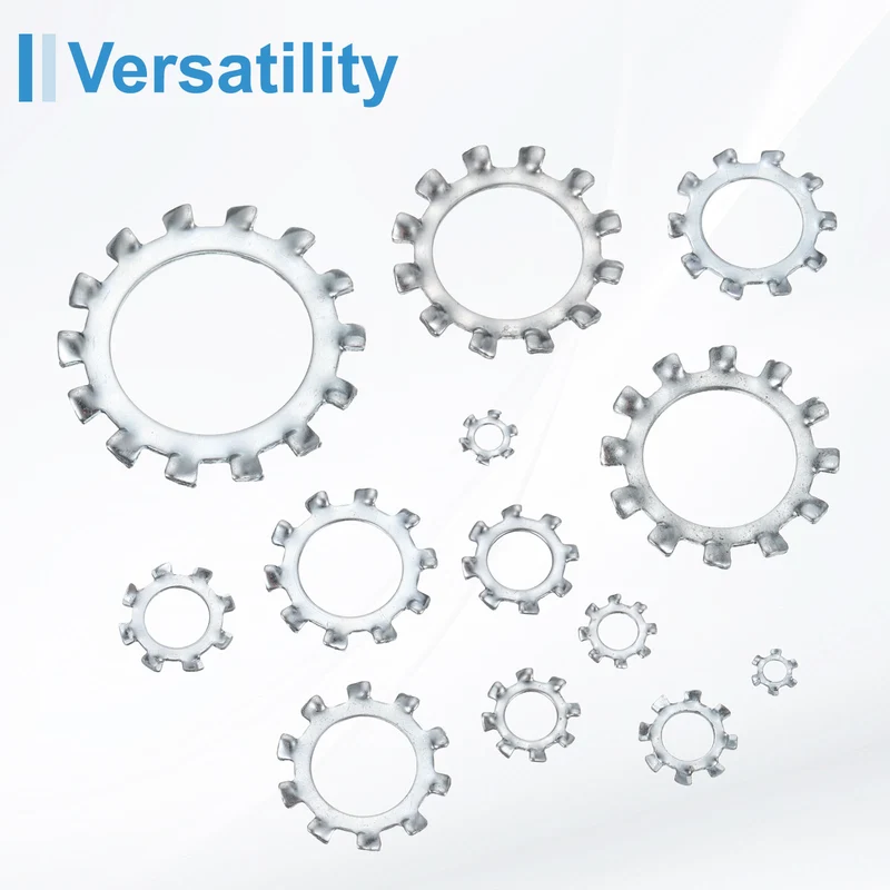 50Pcs 12# Zinc-Plated Carbon Steel External Tooth Lock Washer