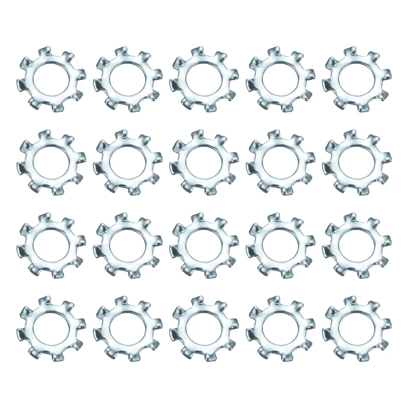 100Pcs 8# Zinc-Plated Carbon Steel External Tooth Lock Washer