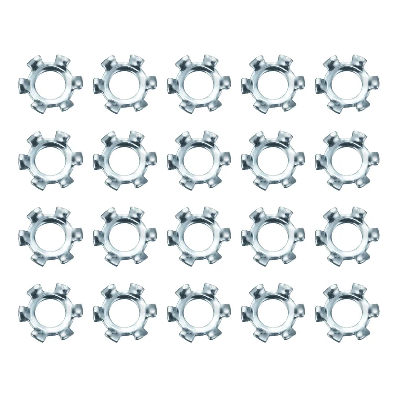 100Pcs 6# Zinc-Plated Carbon Steel External Tooth Lock Washer