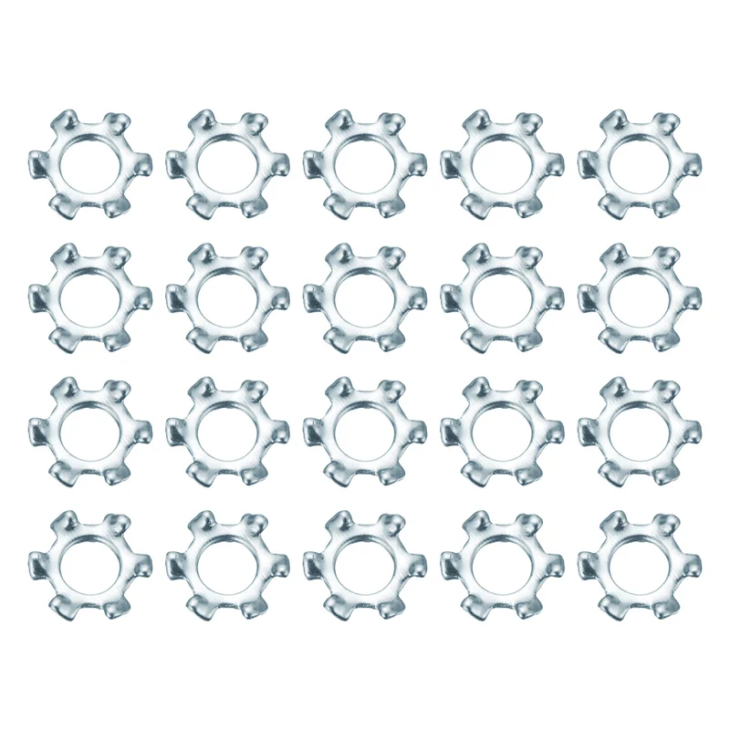 100Pcs 4# Zinc-Plated Carbon Steel External Tooth Lock Washer