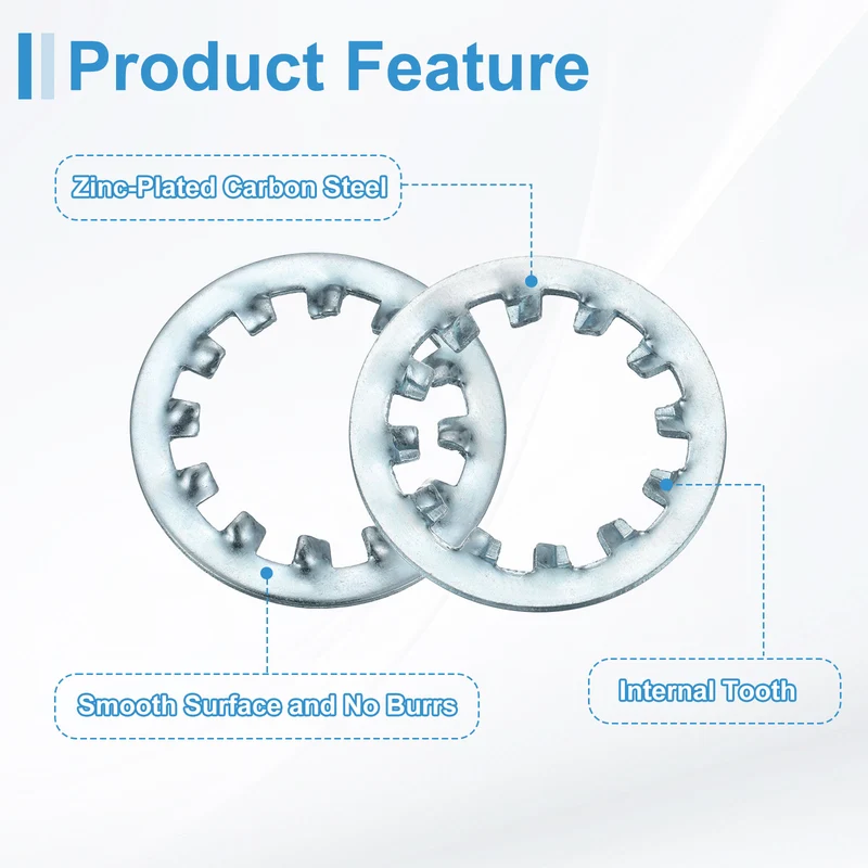 20Pcs 3/4" Zinc-Plated Carbon Steel Internal Tooth Lock Washer