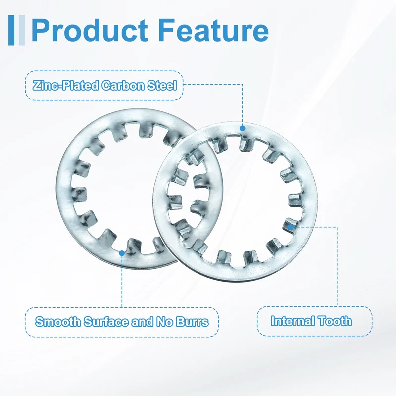 5Pcs 1" Zinc-Plated Carbon Steel Internal Tooth Lock Washer