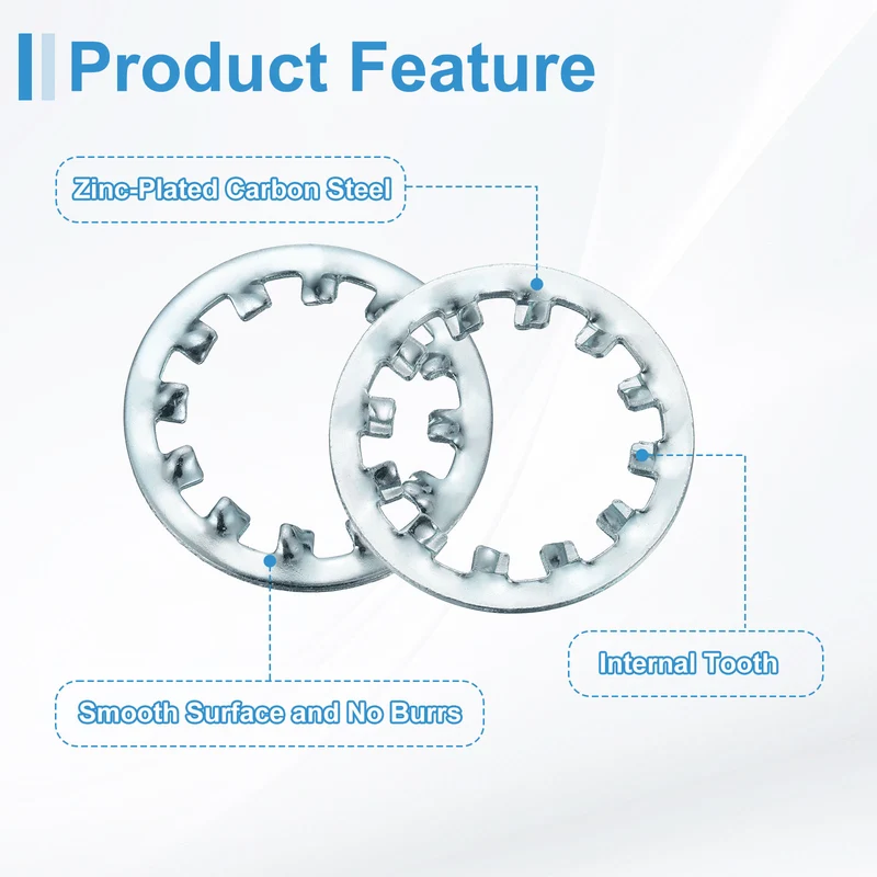 5Pcs 7/8" Zinc-Plated Carbon Steel Internal Tooth Lock Washer