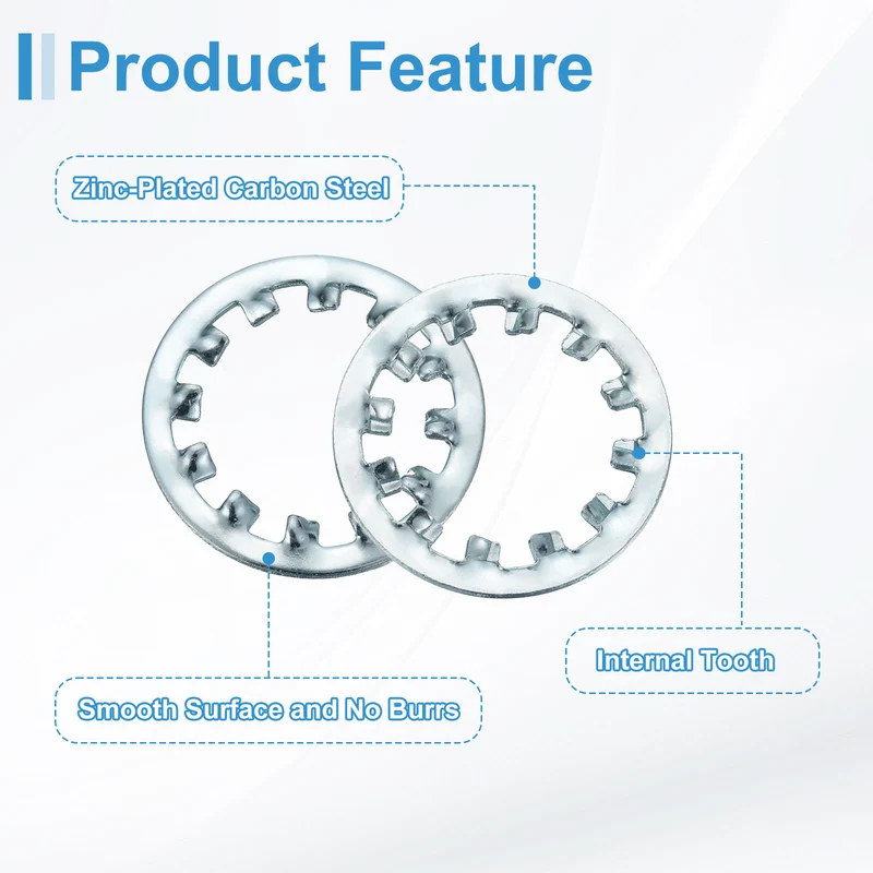 10Pcs 3/4" Zinc-Plated Carbon Steel Internal Tooth Lock Washer
