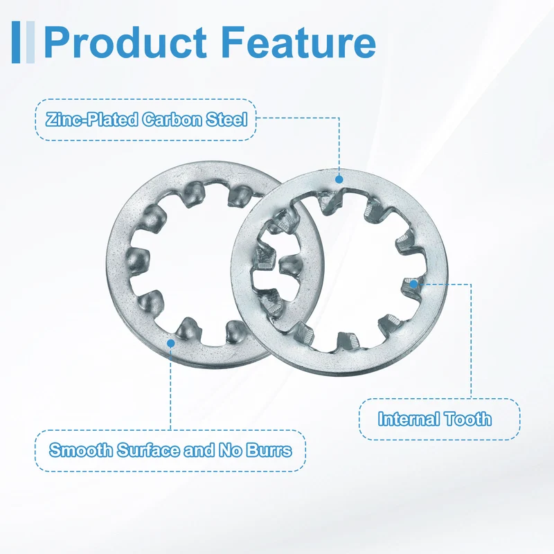 20Pcs 7/16" Zinc-Plated Carbon Steel Internal Tooth Lock Washer