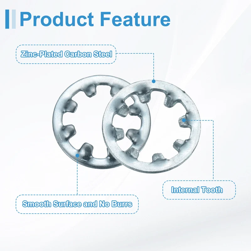 50Pcs 5/16" Zinc-Plated Carbon Steel Internal Tooth Lock Washer